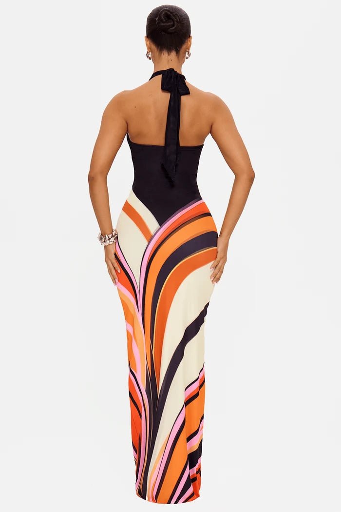 Anaïs Backless Halter Maxi Dress - 6