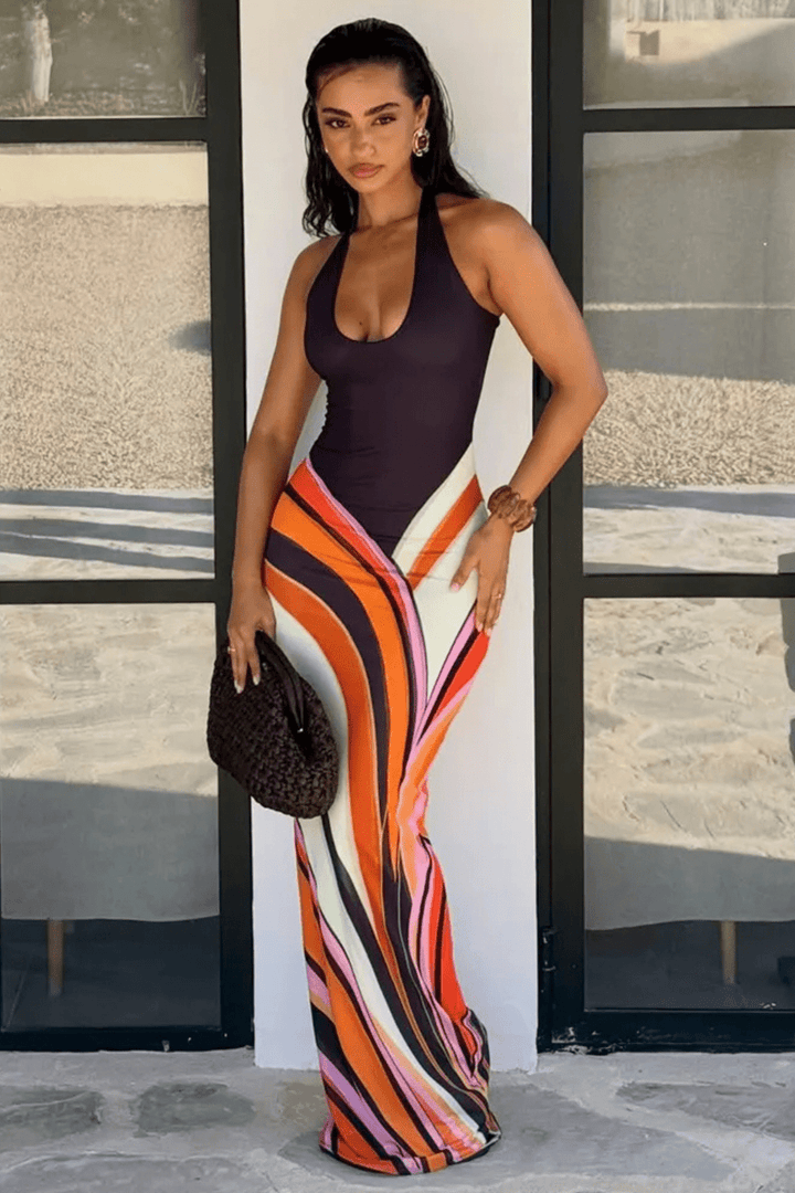 Anaïs Backless Halter Maxi Dress - 1