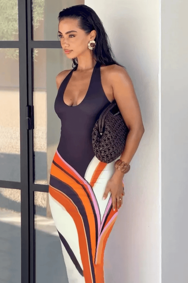 Anaïs Backless Halter Maxi Dress