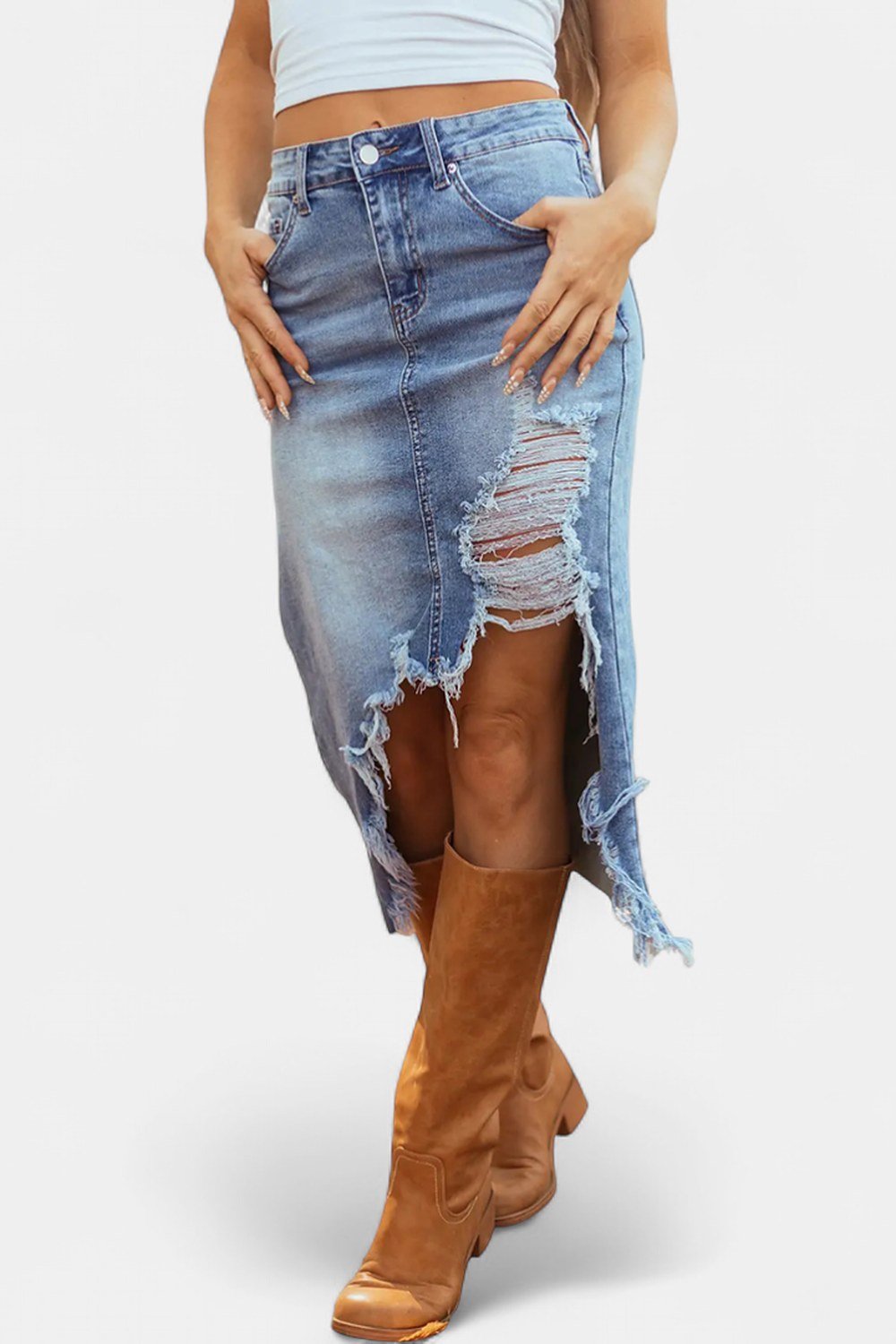 Anouk Relaxed High-Waist Denim Maxi Skirt - 1