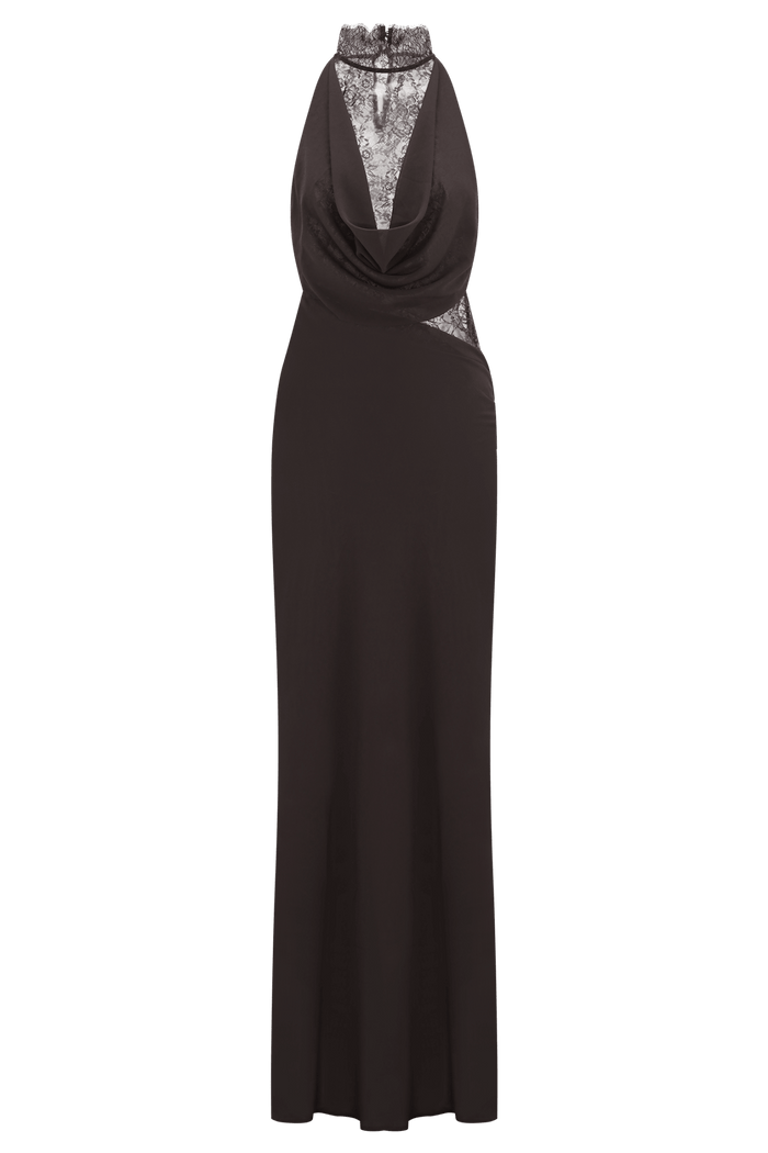 Arra Chiffon And Lace Halter Maxi Dress - 7