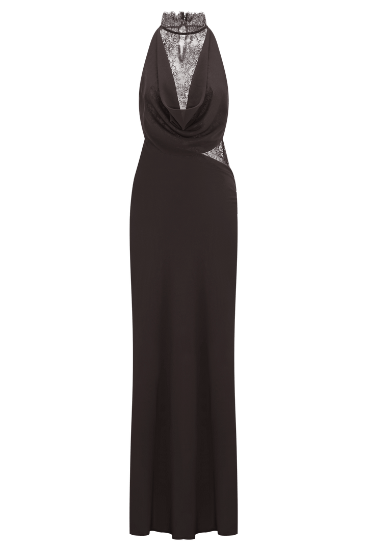Arra Chiffon And Lace Halter Maxi Dress - 7