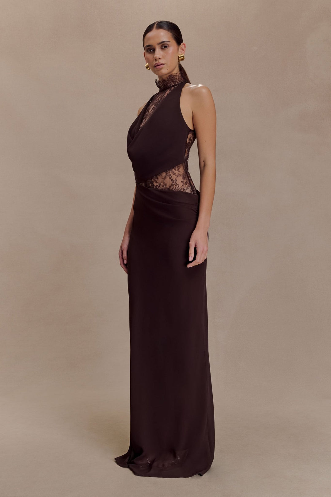 Arra Chiffon And Lace Halter Maxi Dress - 2