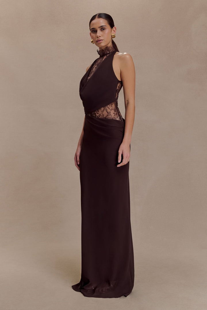 Arra Chiffon And Lace Halter Maxi Dress - 2