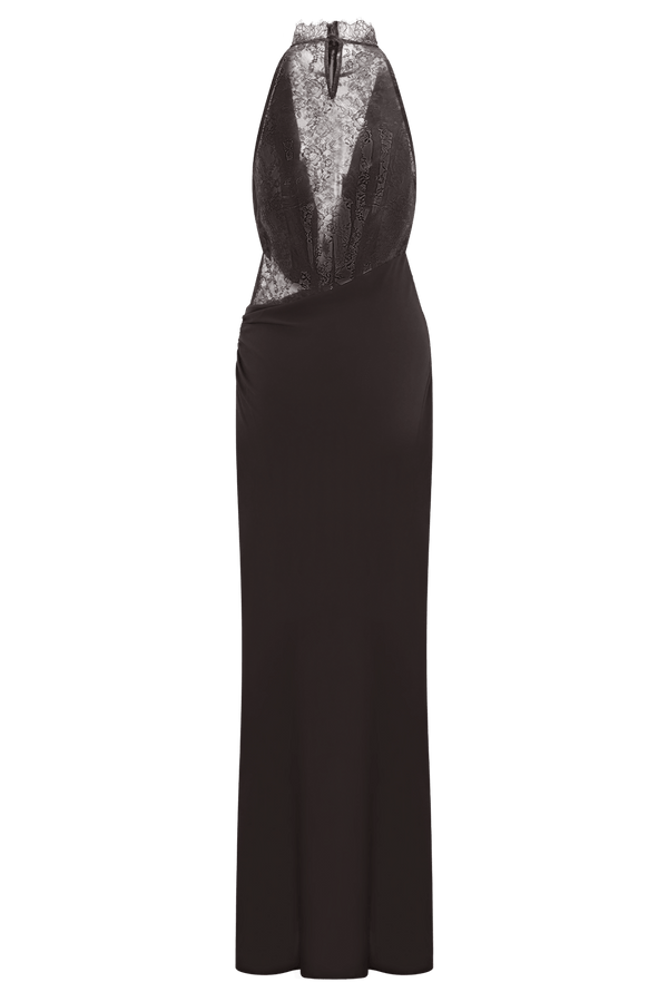 Arra Chiffon And Lace Halter Maxi Dress - 8