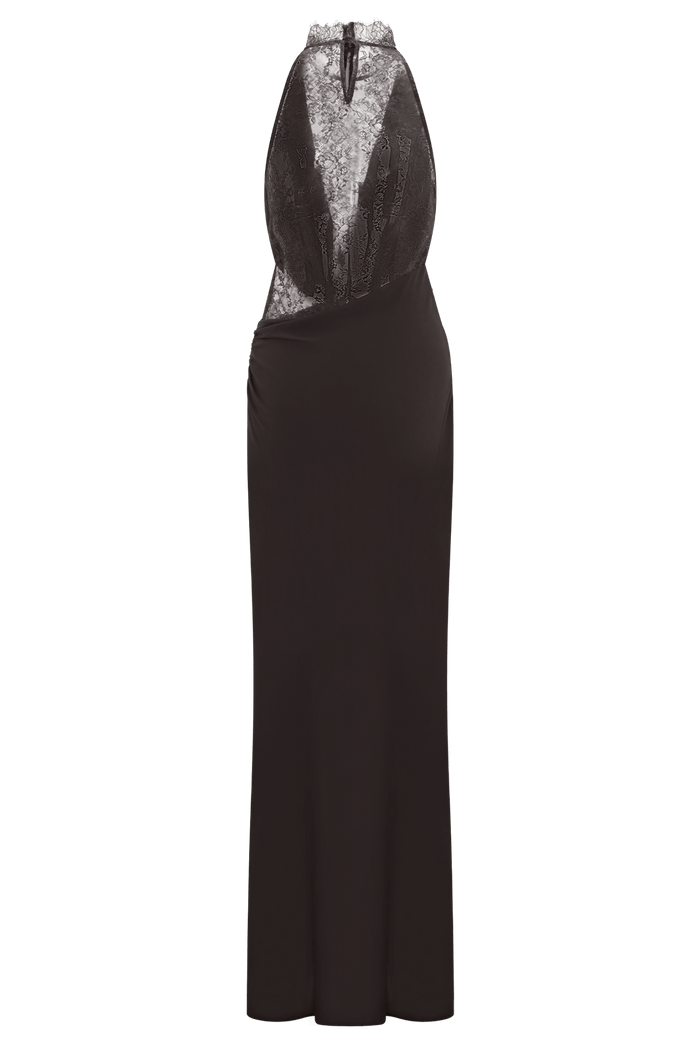 Arra Chiffon And Lace Halter Maxi Dress - 8