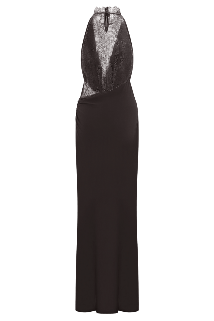 Arra Chiffon And Lace Halter Maxi Dress - 8