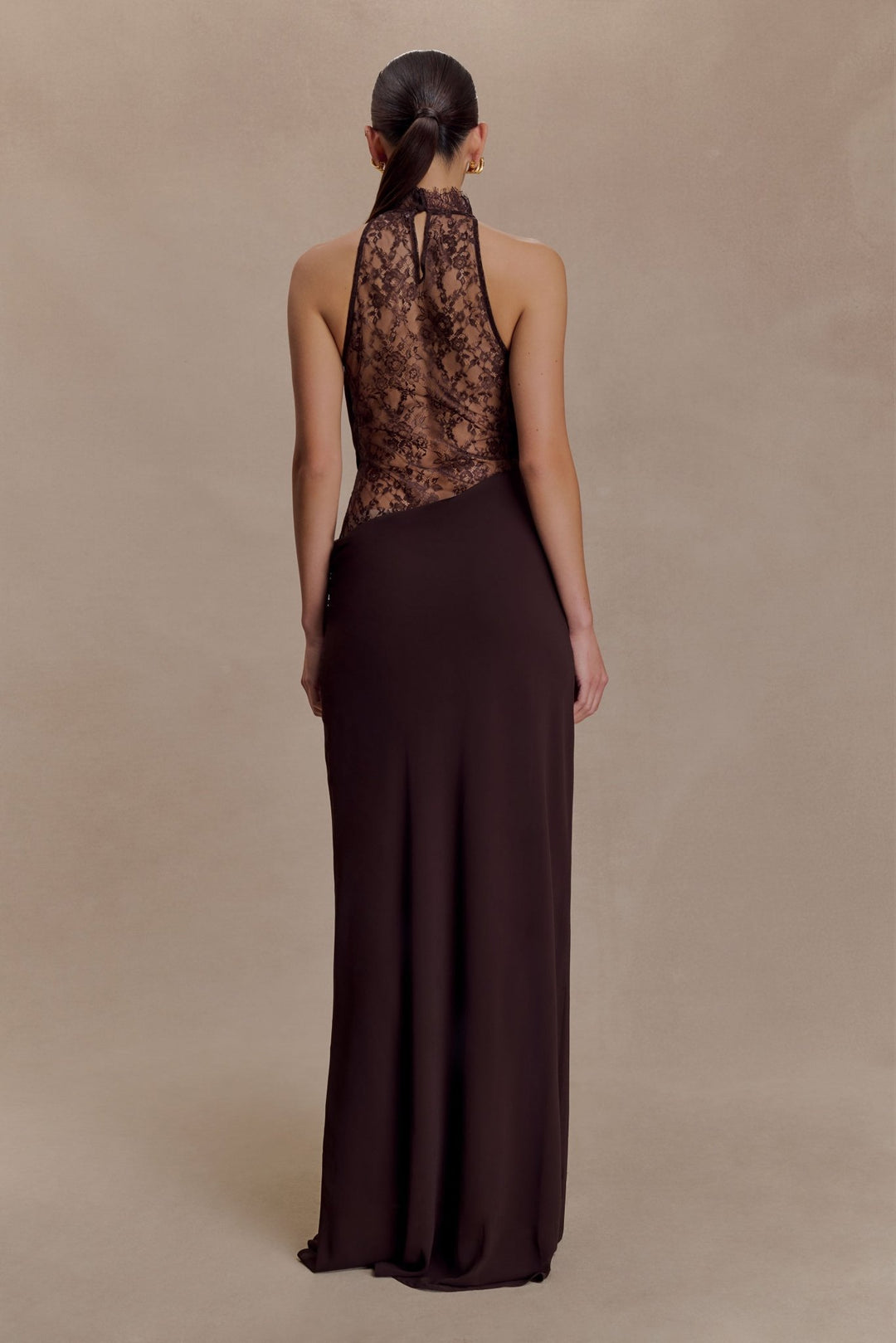Arra Chiffon And Lace Halter Maxi Dress - 6
