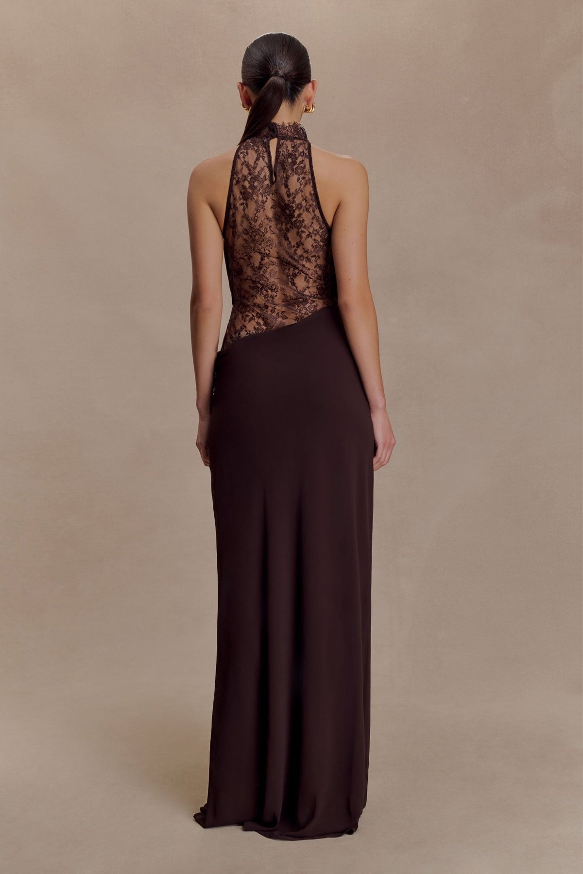 Arra Chiffon And Lace Halter Maxi Dress - 6
