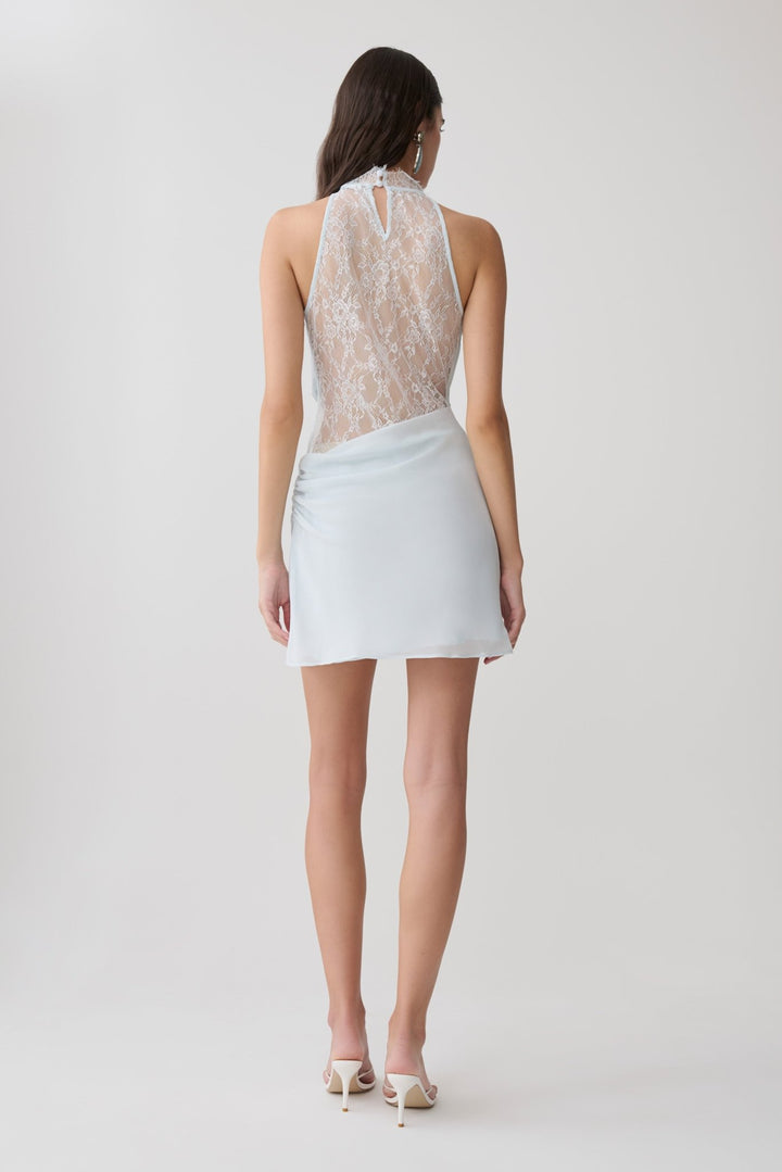 Arra Chiffon And Lace Halter Mini Dress - 5