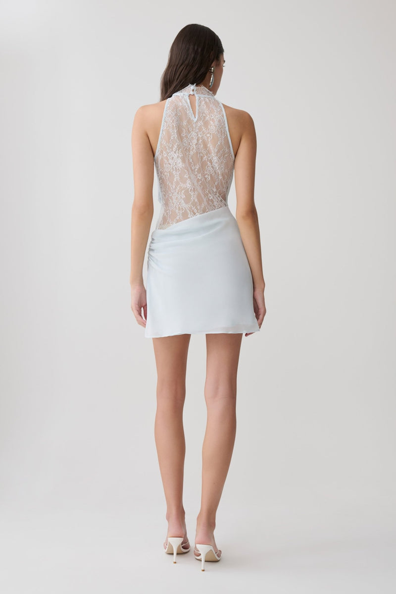 Arra Chiffon And Lace Halter Mini Dress