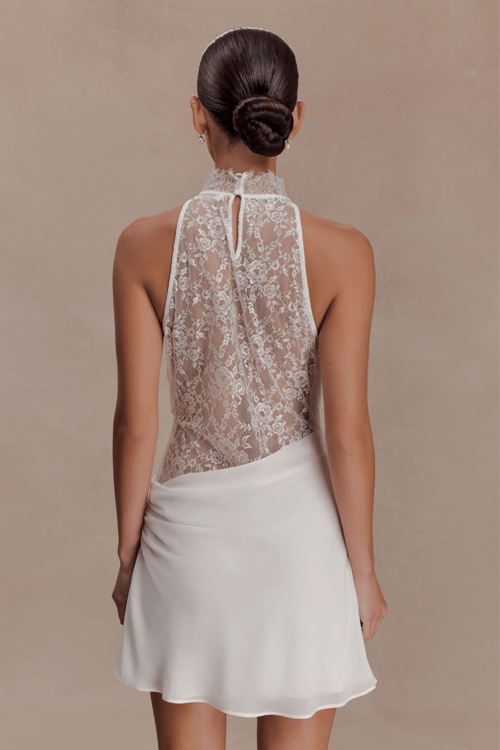 Arra Chiffon And Lace Halter Mini Dress - 9