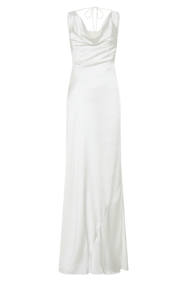 Ashley Cowl Neck Lace And Satin Maxi Dress - 11