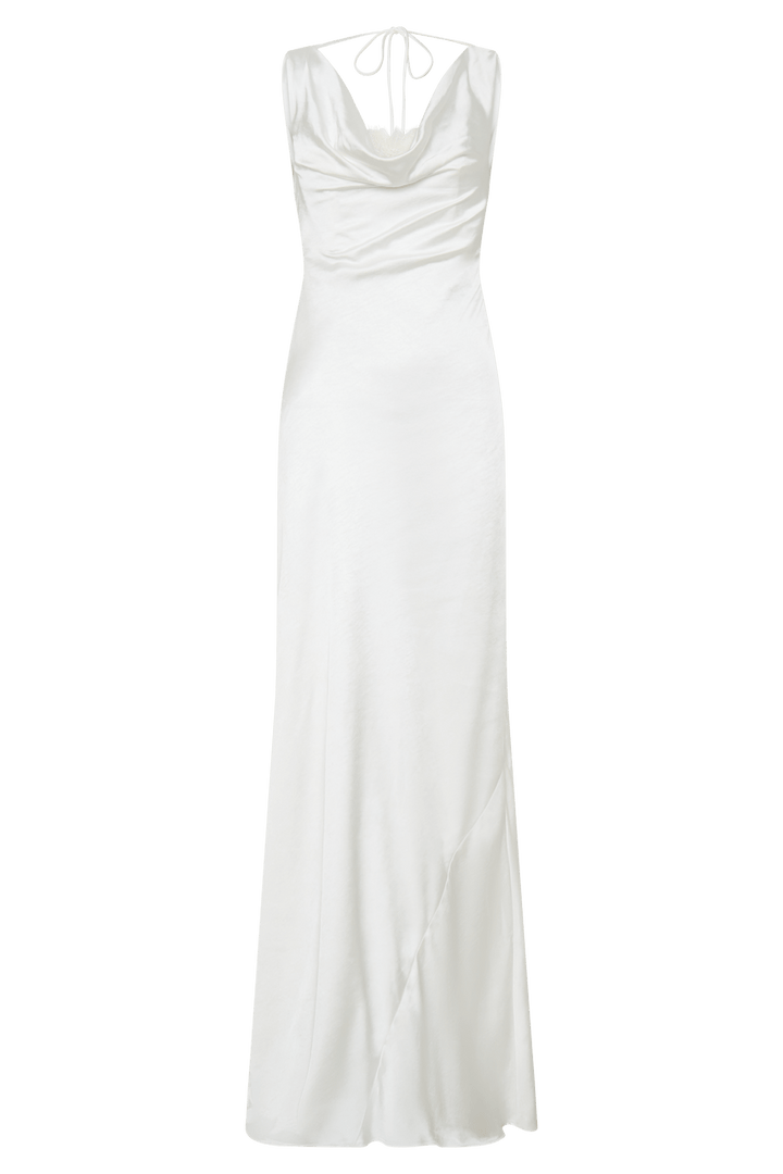 Ashley Cowl Neck Lace And Satin Maxi Dress - 11