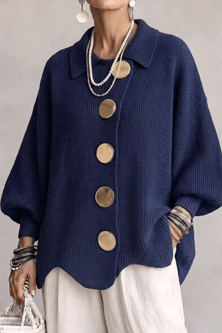Bellaria Gold-Button Knit Cardigan - 5