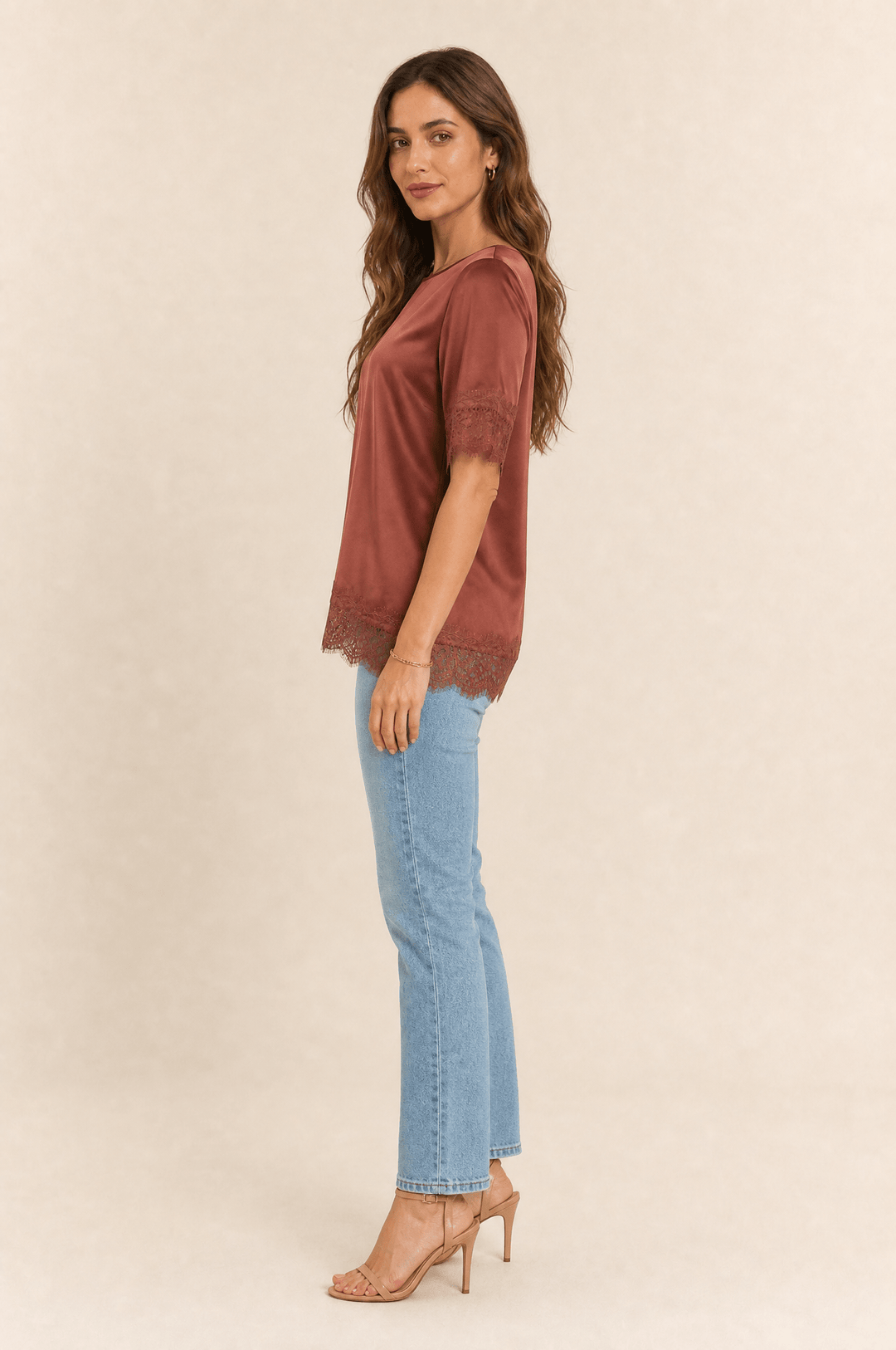 Bianca Lace Trim Satin Top - 6