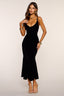 Isolde Flared-Hem Bodycon Midi Dress in Black – front