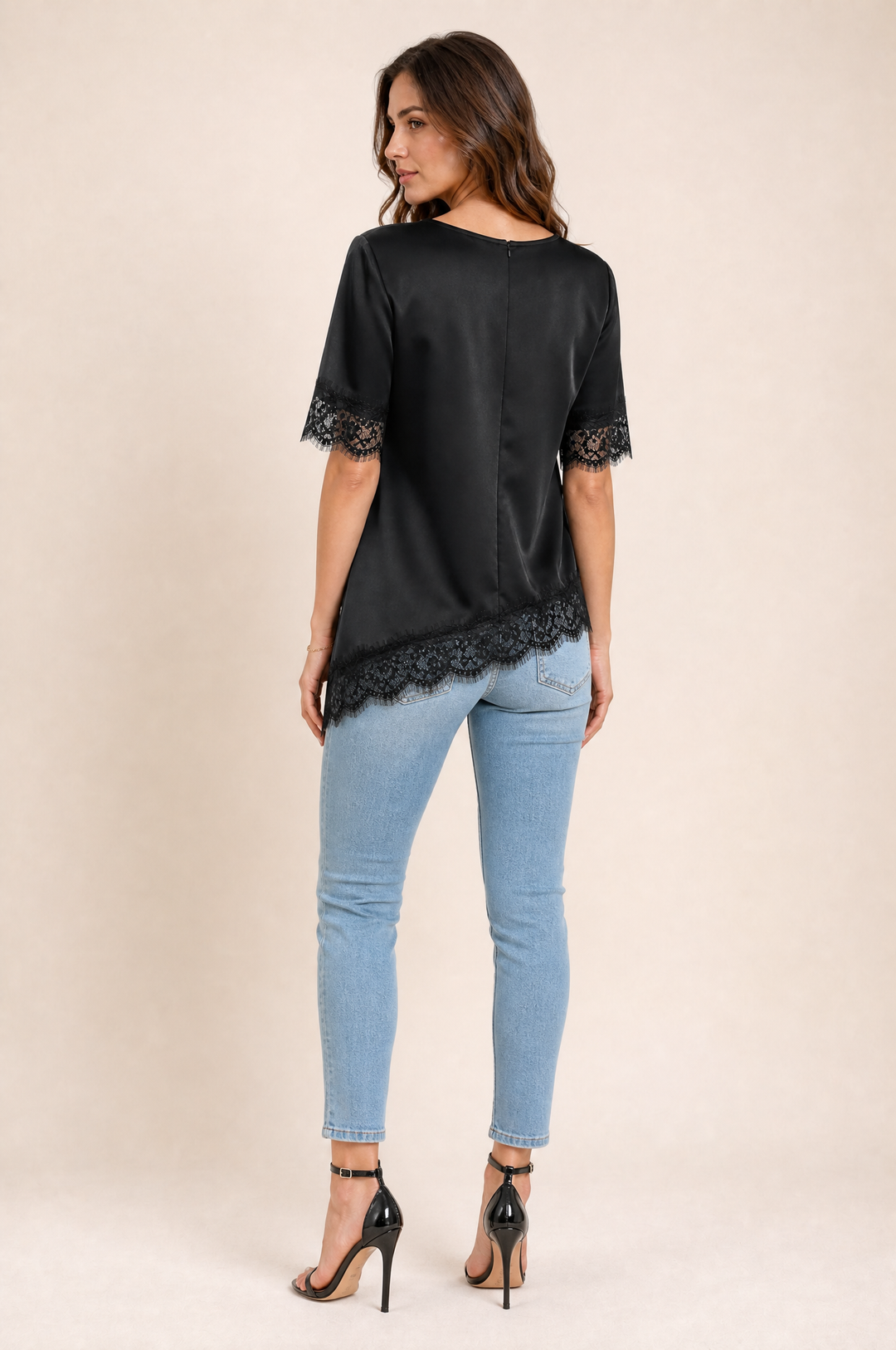 Bianca Lace Trim Satin Top