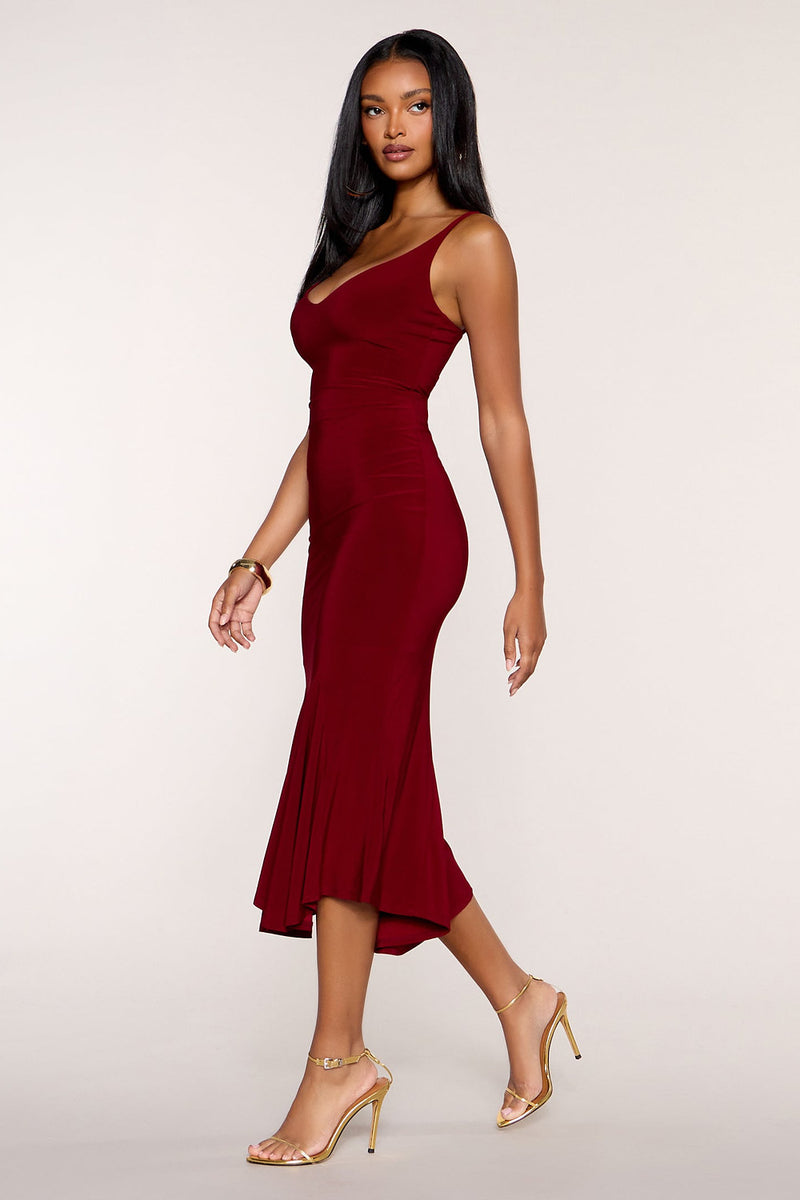 Isolde Flared-Hem Bodycon Midi Dress