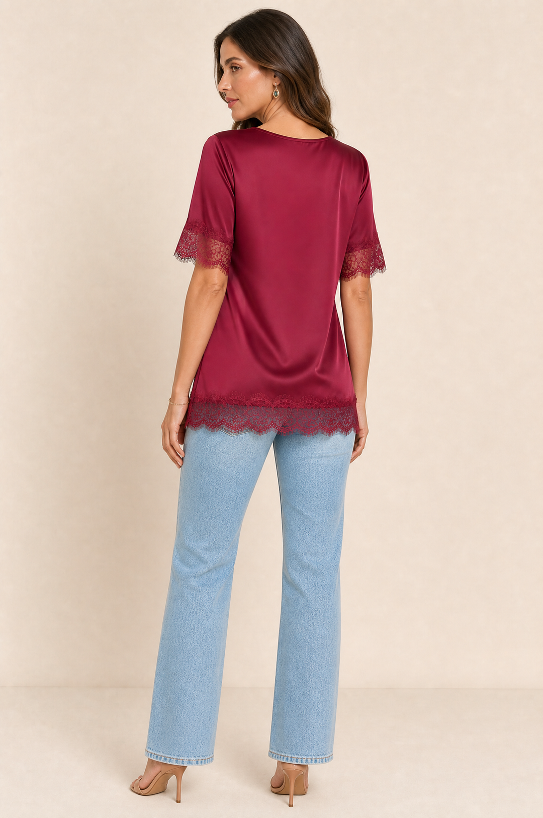 Bianca Lace Trim Satin Top