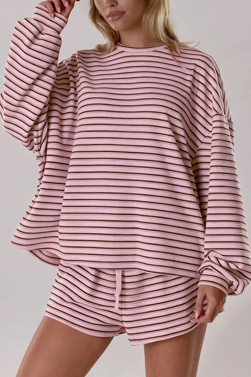 Ensemble rayé haut à manches longues et short Camille