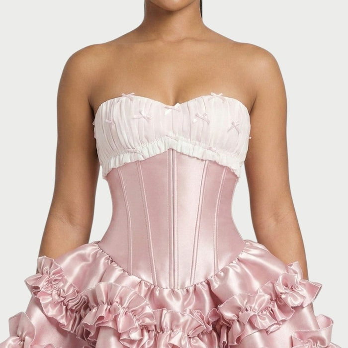 Structured corset bodice in Powder Pink – detail