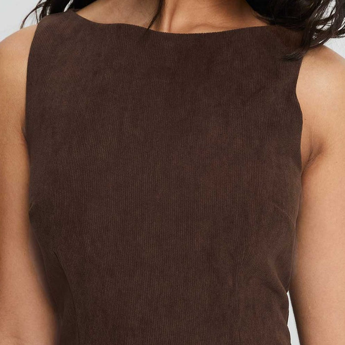 Marlowe Corduroy Mini Dress – high neckline detail