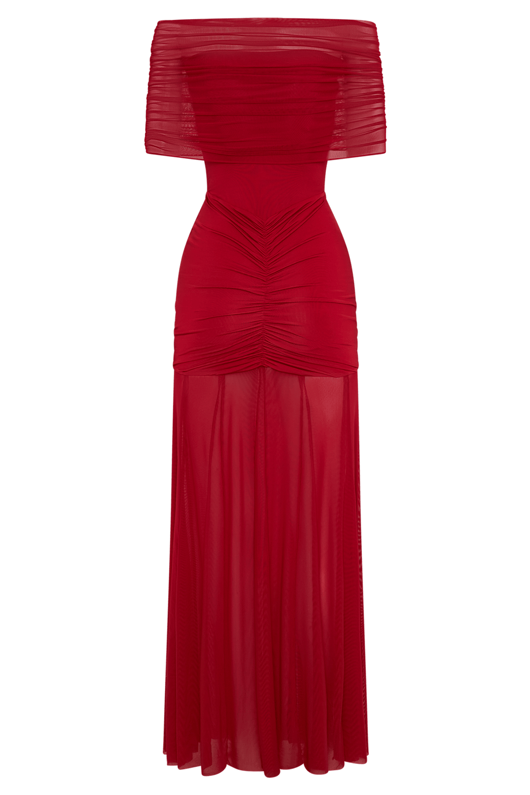 Caspian Slinky And Mesh Off Shoulder Maxi Dress - 14