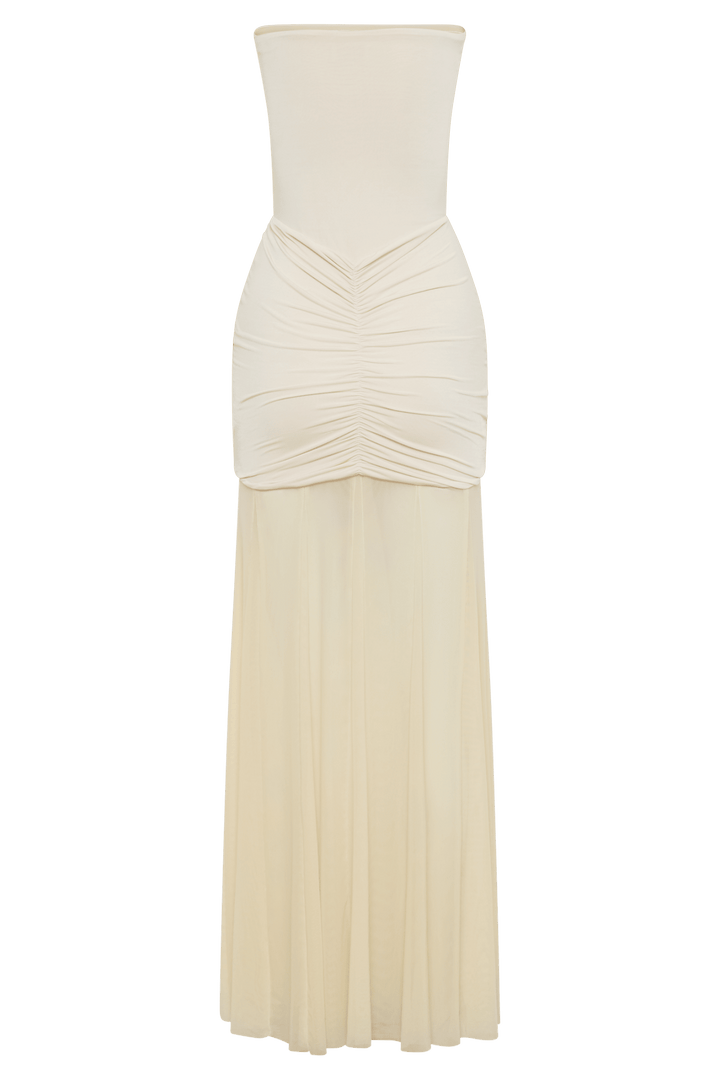 Caspian Slinky And Mesh Off Shoulder Maxi Dress - 31