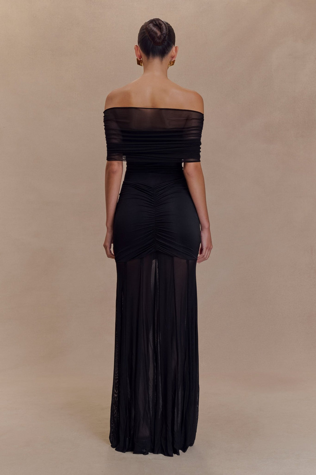 Caspian Slinky And Mesh Off Shoulder Maxi Dress - 5