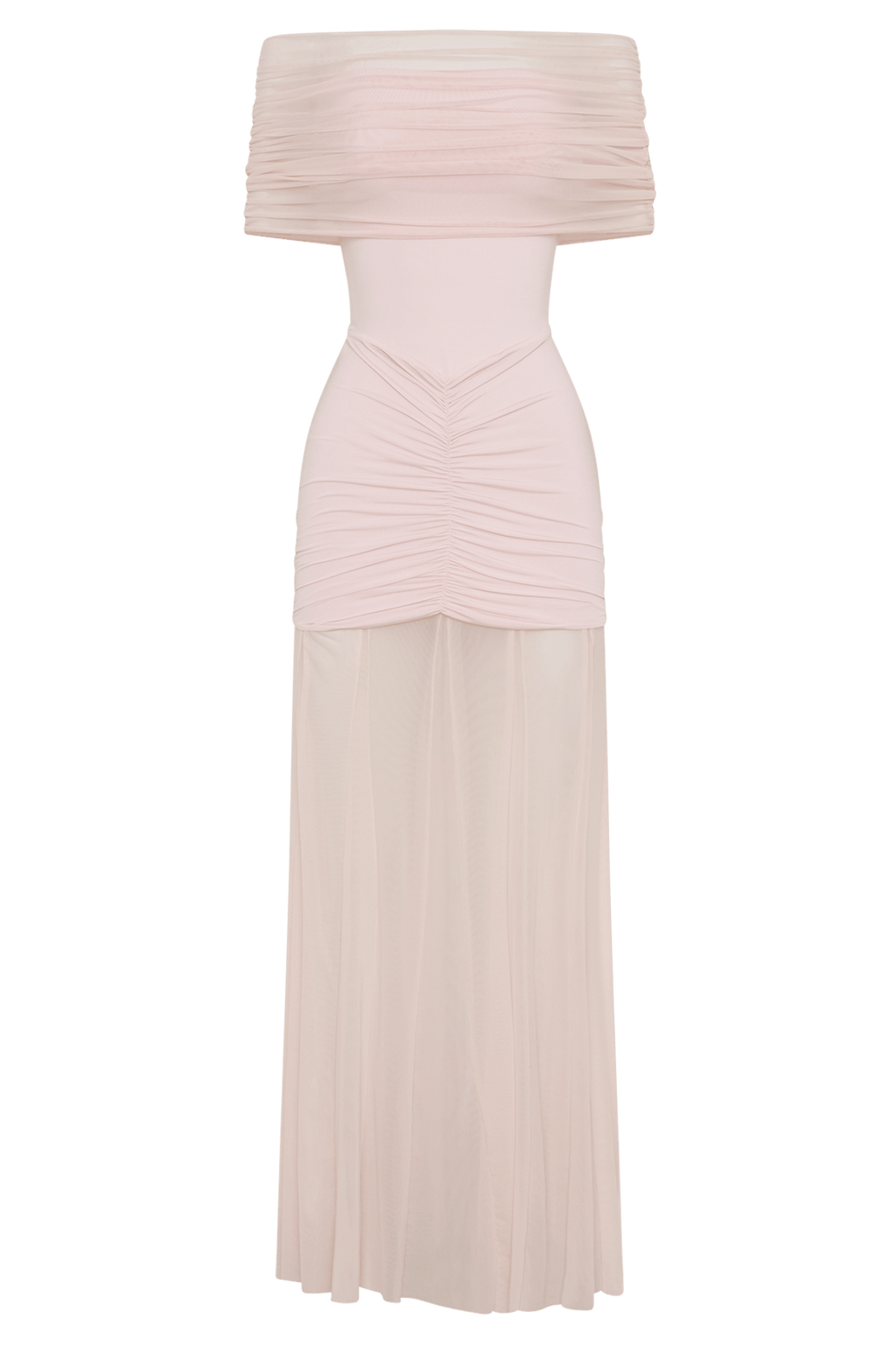 Caspian Slinky And Mesh Off Shoulder Maxi Dress - 21