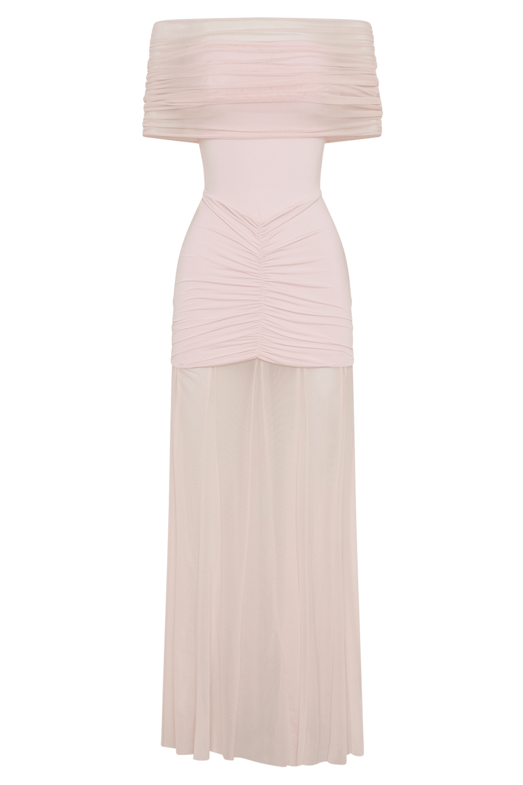 Caspian Slinky And Mesh Off Shoulder Maxi Dress - 21
