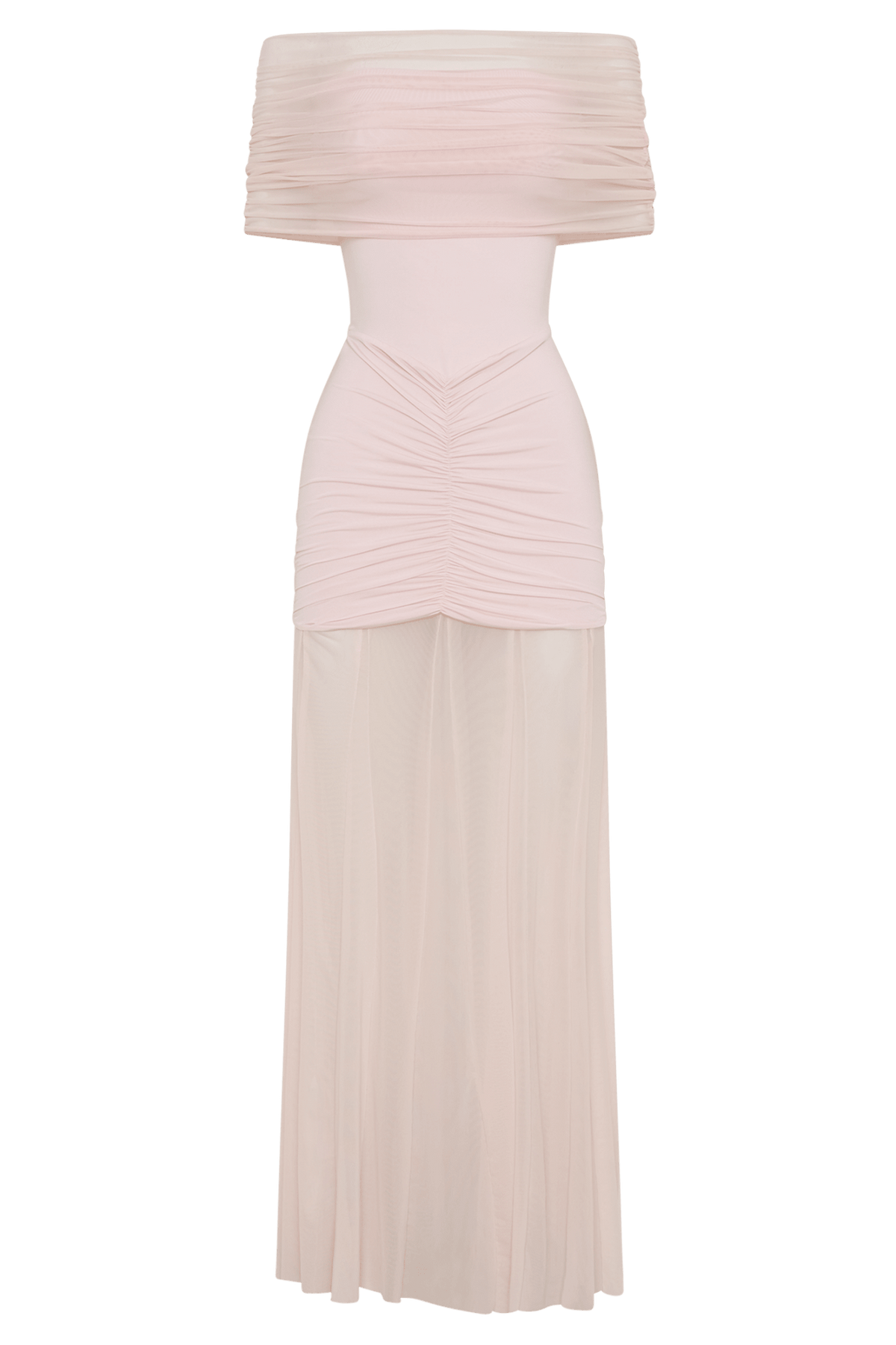 Caspian Slinky And Mesh Off Shoulder Maxi Dress - 21
