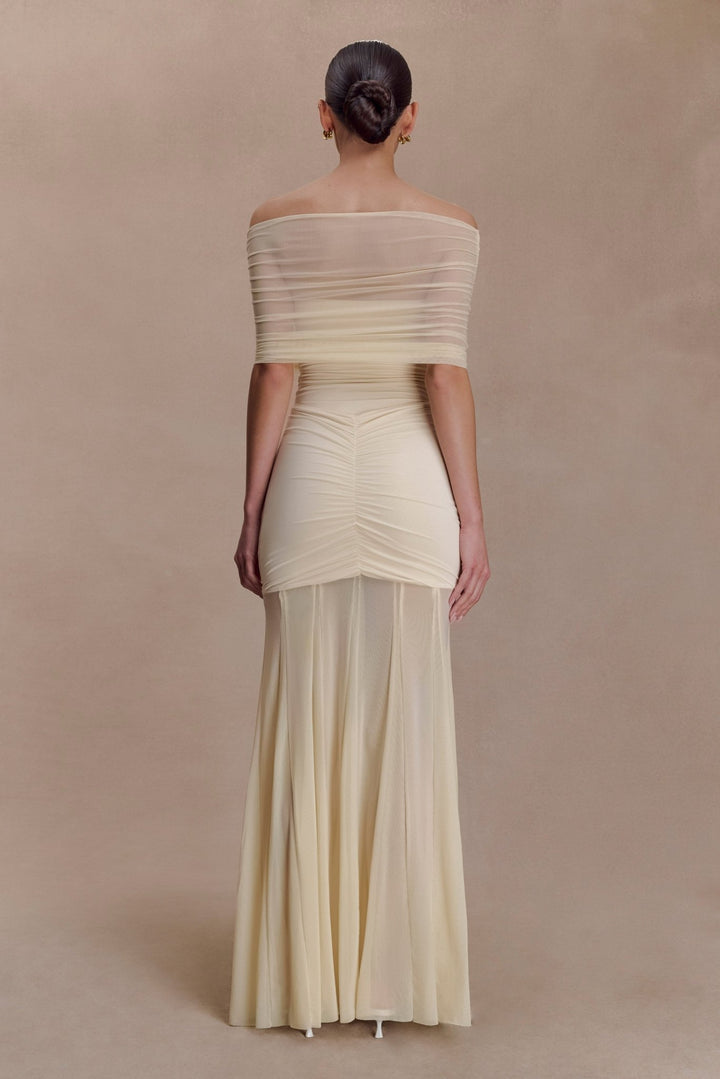 Caspian Slinky And Mesh Off Shoulder Maxi Dress - 29