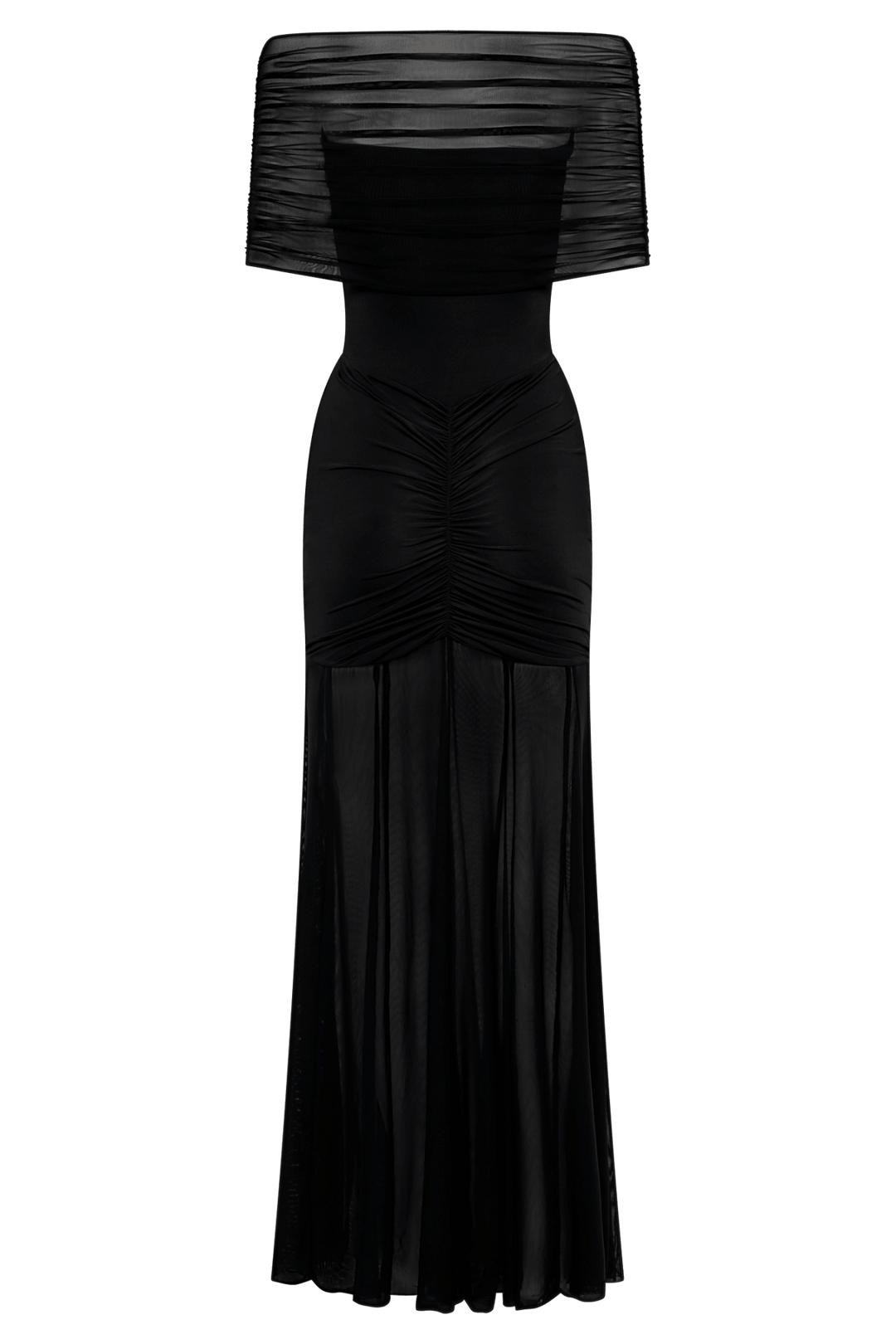 Caspian Slinky And Mesh Off Shoulder Maxi Dress - 6