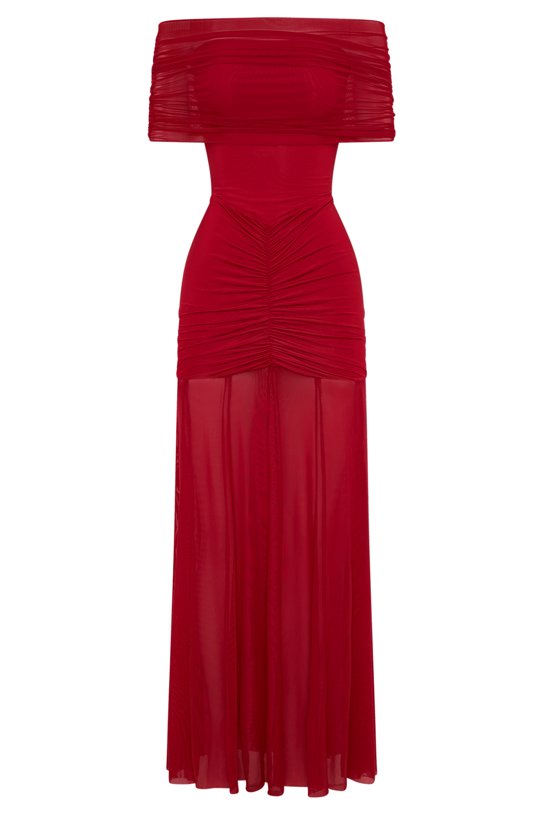 Caspian Slinky And Mesh Off Shoulder Maxi Dress - 13