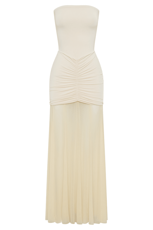 Caspian Slinky And Mesh Off Shoulder Maxi Dress - 30