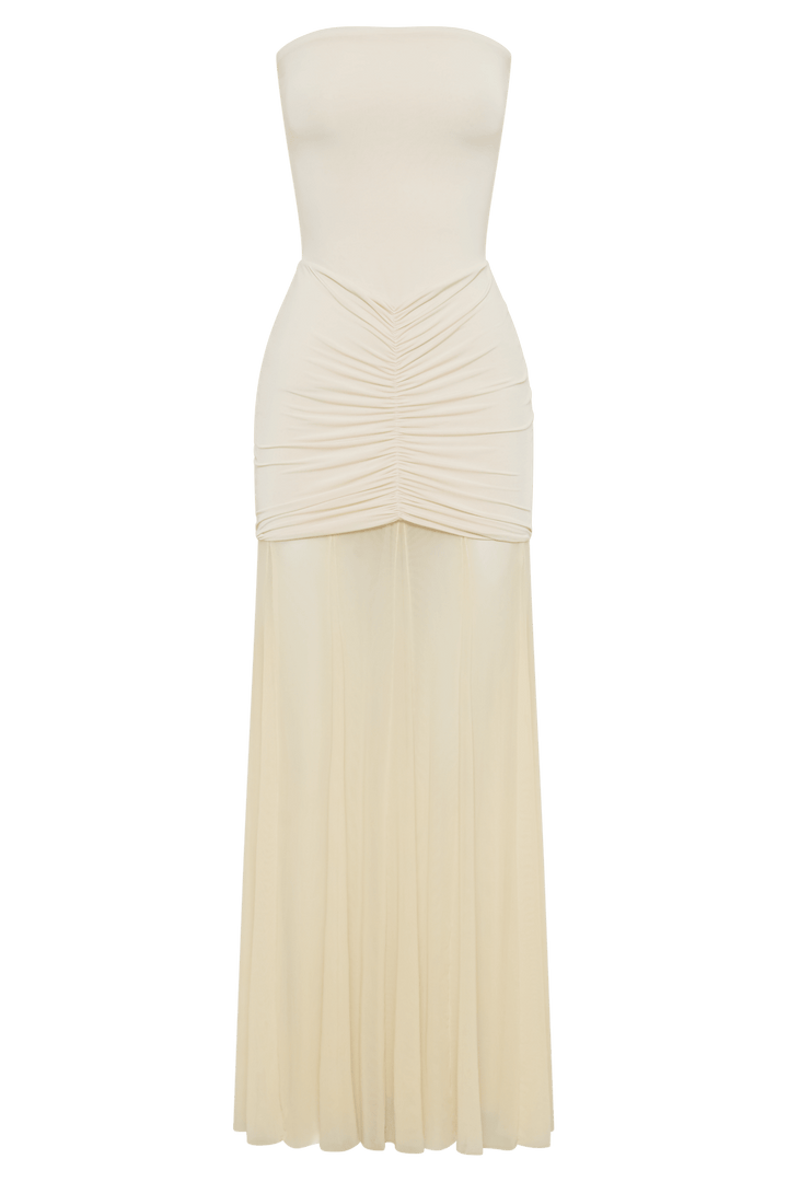 Caspian Slinky And Mesh Off Shoulder Maxi Dress - 30