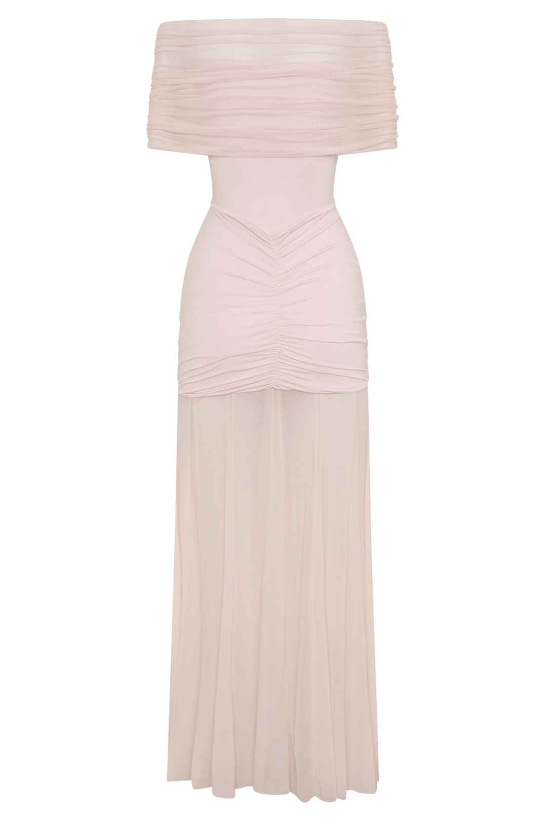 Caspian Slinky And Mesh Off Shoulder Maxi Dress - 22