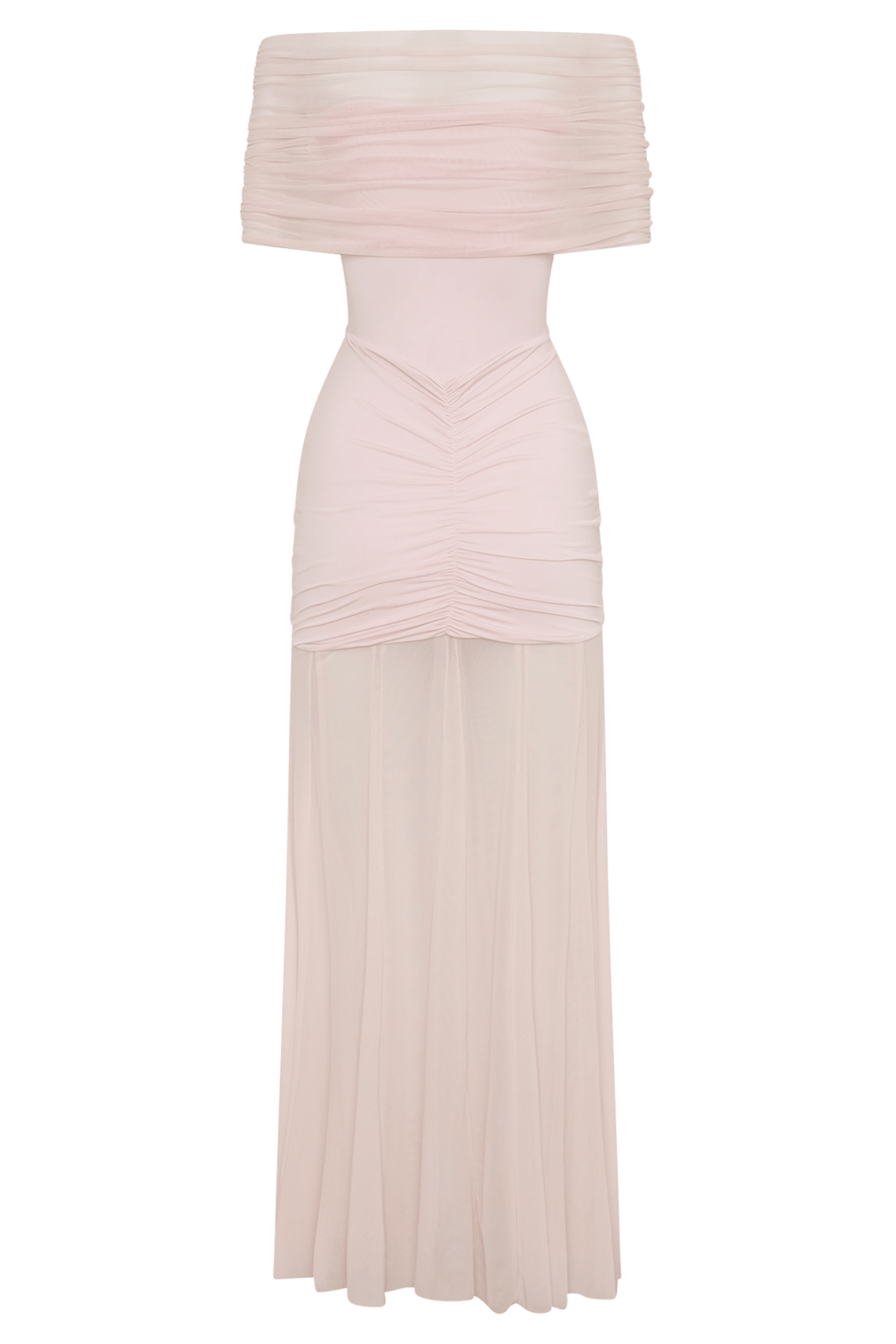 Caspian Slinky And Mesh Off Shoulder Maxi Dress - 22