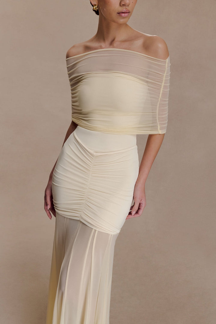 Caspian Slinky And Mesh Off Shoulder Maxi Dress - 27