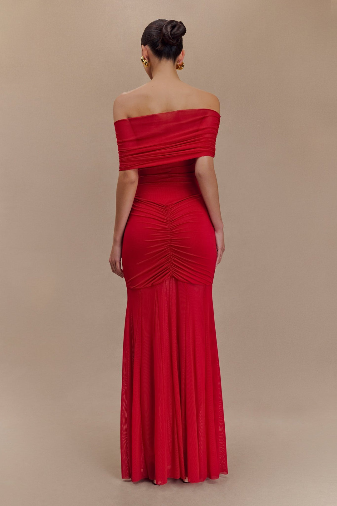 Caspian Slinky And Mesh Off Shoulder Maxi Dress - 12