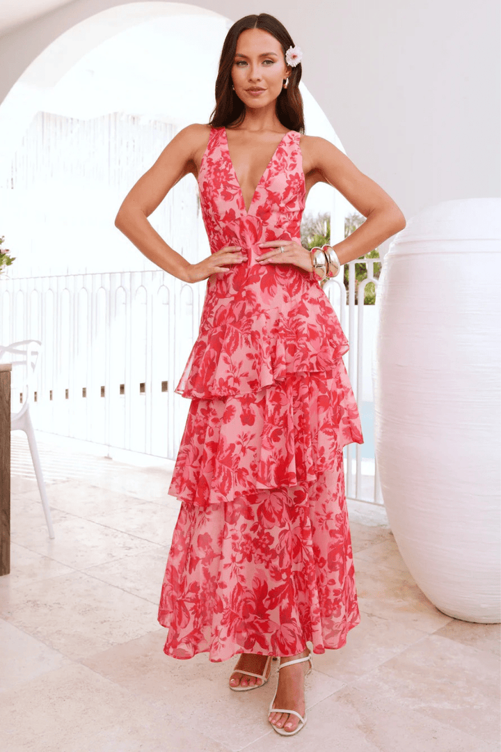 Chiara gestuftes Blumen-Maxikleid - 4