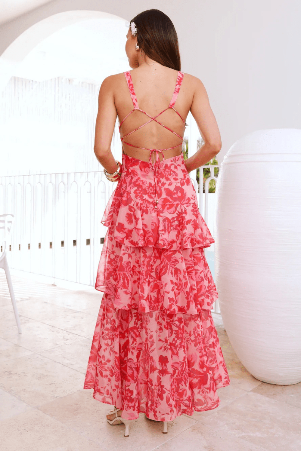 Chiara Gestufter Floral Maxi-Kleid - 6