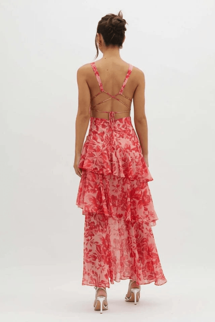 Chiara Gestufte Blumen-Maxikleid - 3