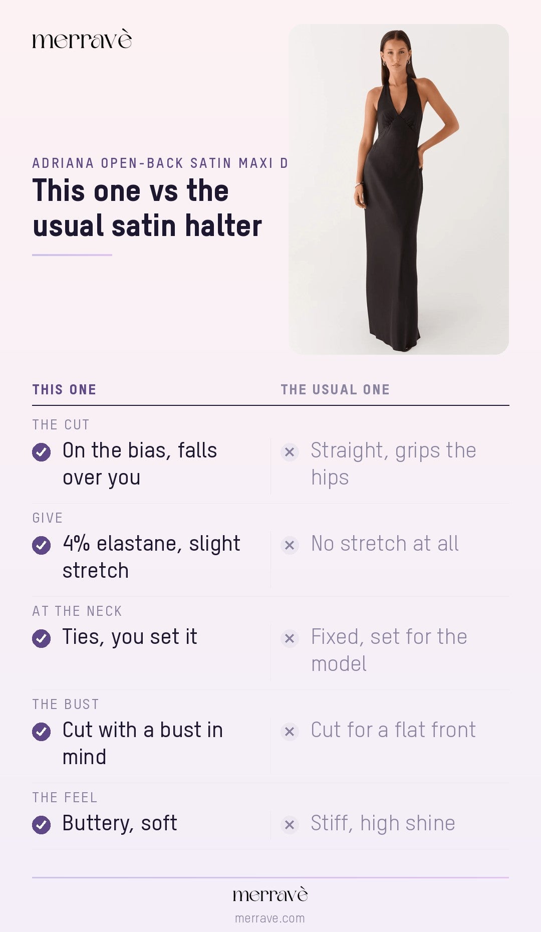 This one vs the usual satin halter