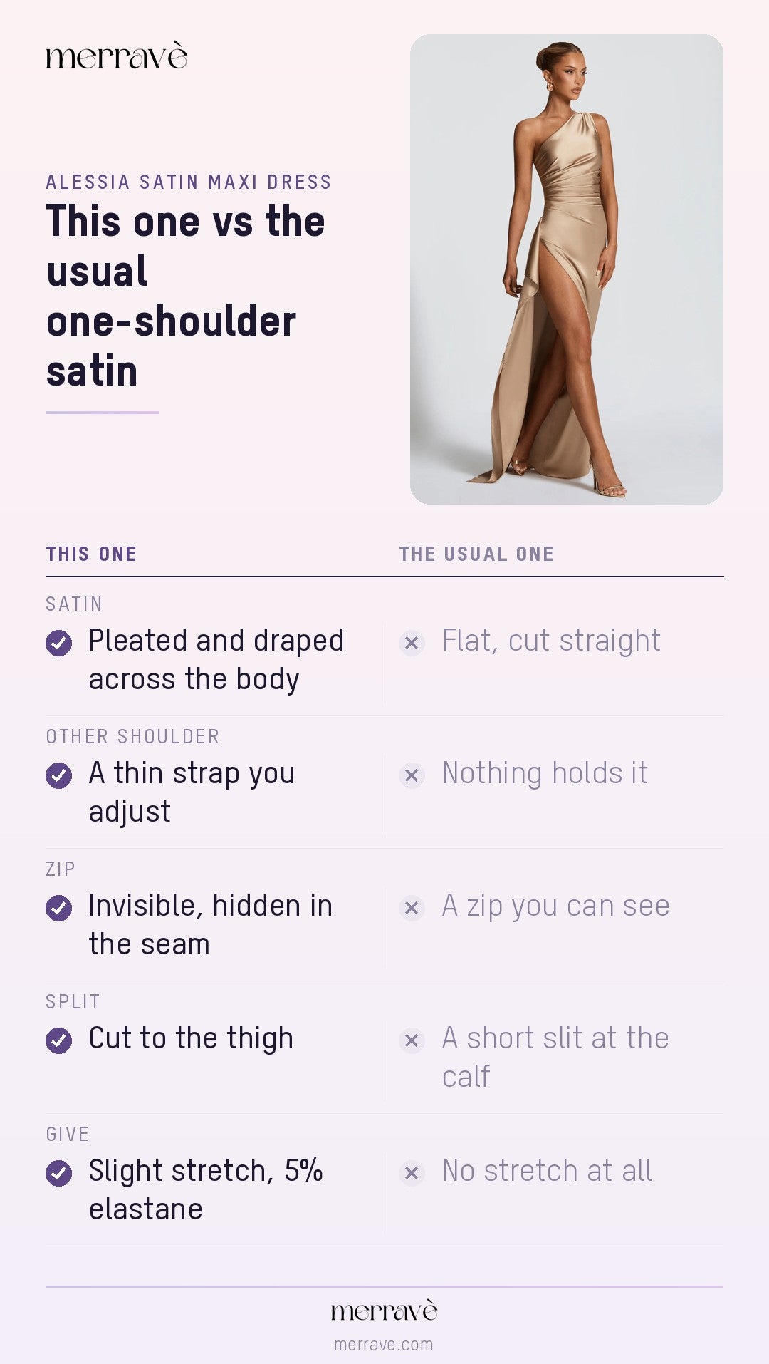 This one vs the usual one-shoulder satin