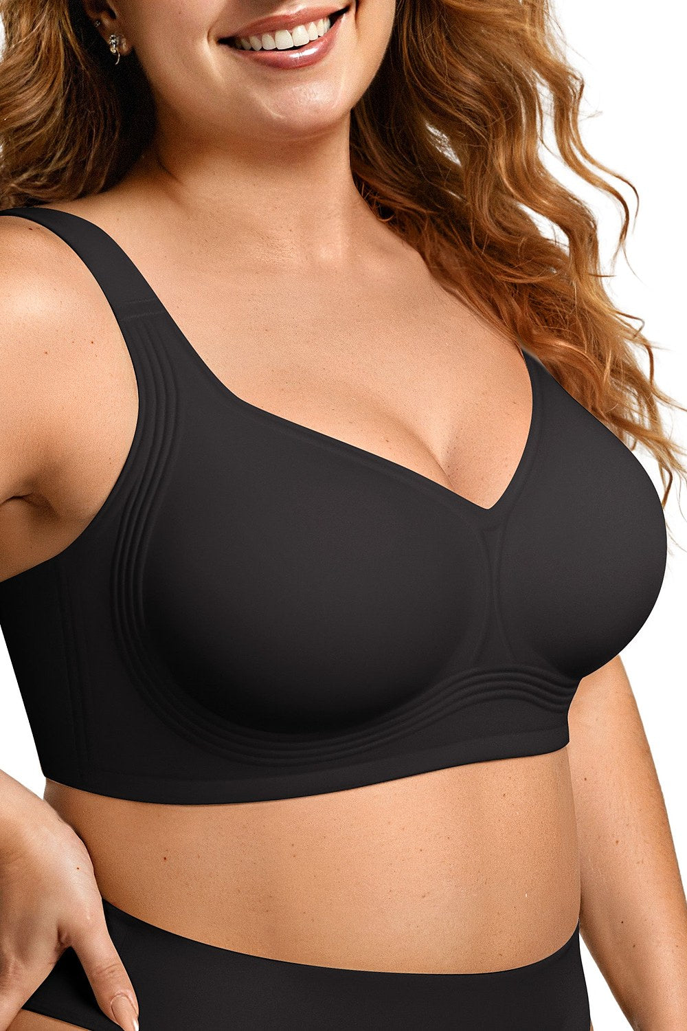 Elin 360° Wire-Free Jelly Bra in Black – front, close