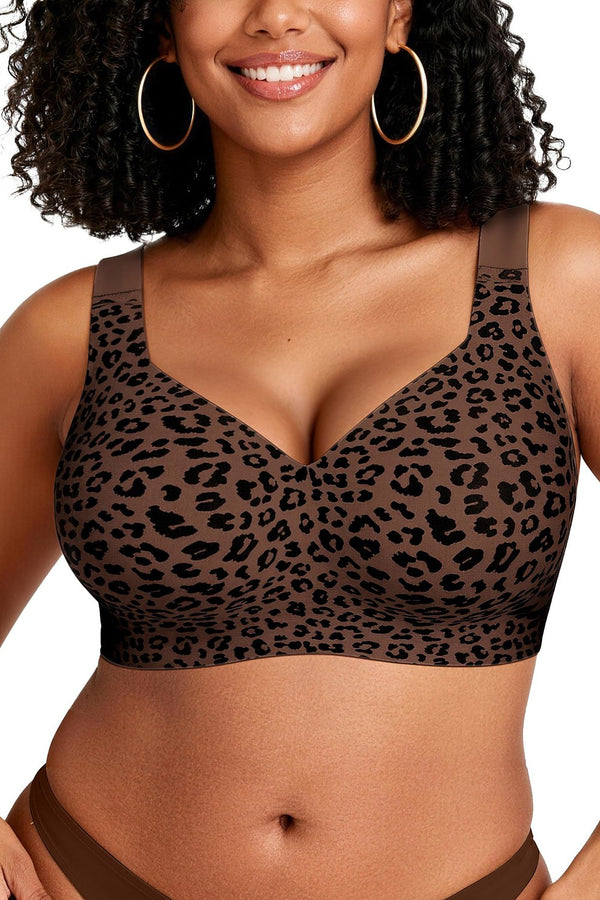 Elin 360° Wire-Free Jelly Bra in Mocha Leopard – front