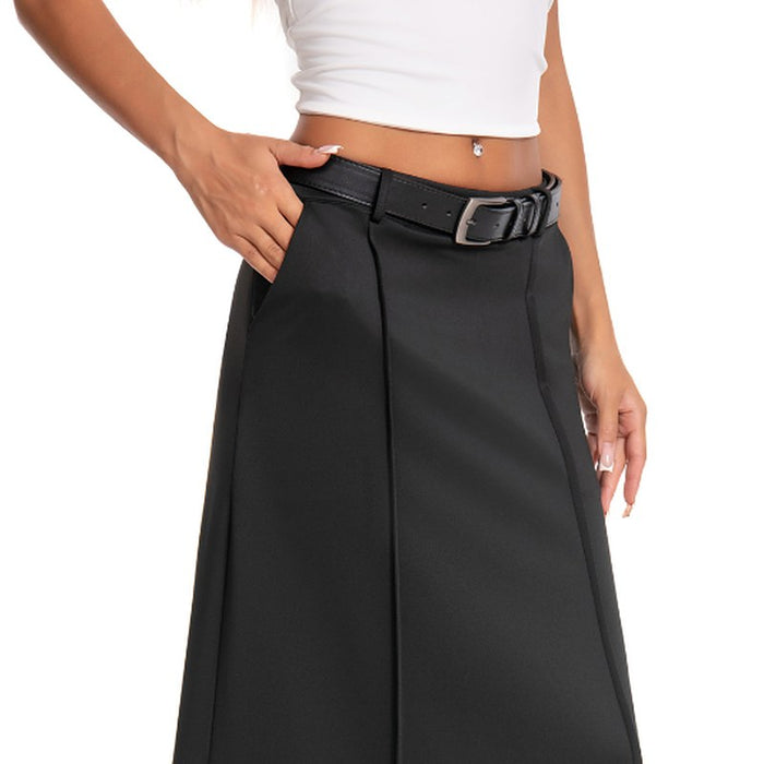 Esme H-Line Maxi Skirt – detail: Belt loops and side pockets
